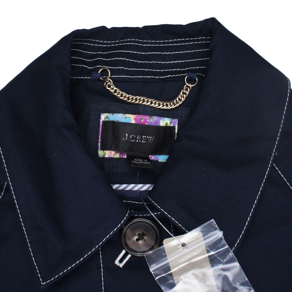 New JCREW Navy Blue Topstitch Trench Coat - Picture 5 of 5